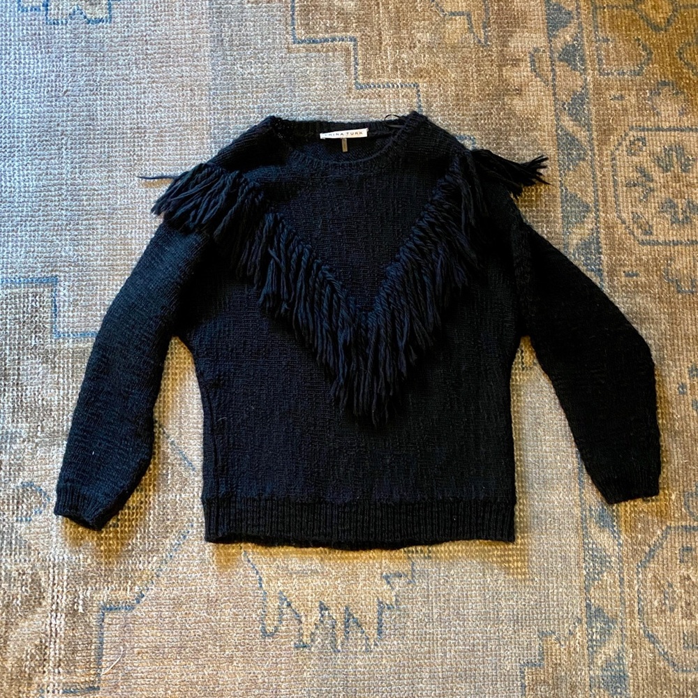 Trina Turk Black Fringe Sweater